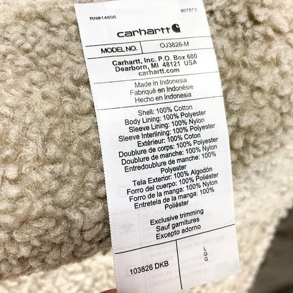 SOLD-Carhartt Washed Duck Sherpa Lined Utility Jacket Brown Coat Relaxed Sz L - Picture 11 of 11